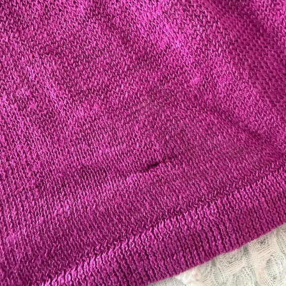 Eileen Fisher Linen Open Front Drape Cardigan Fuchsia Purple Size L - Picture 6 of 7